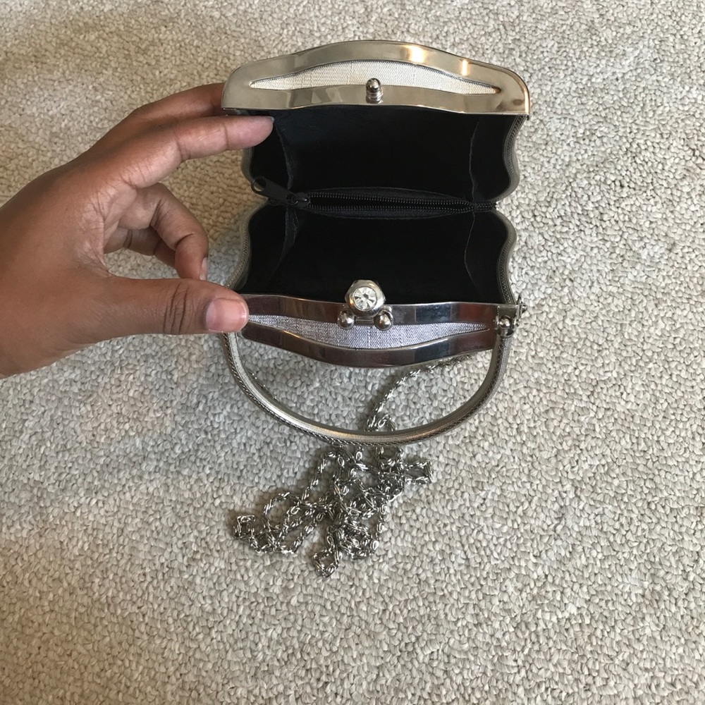 Silver Clutch mini bag with straps - Picture 8 of 8