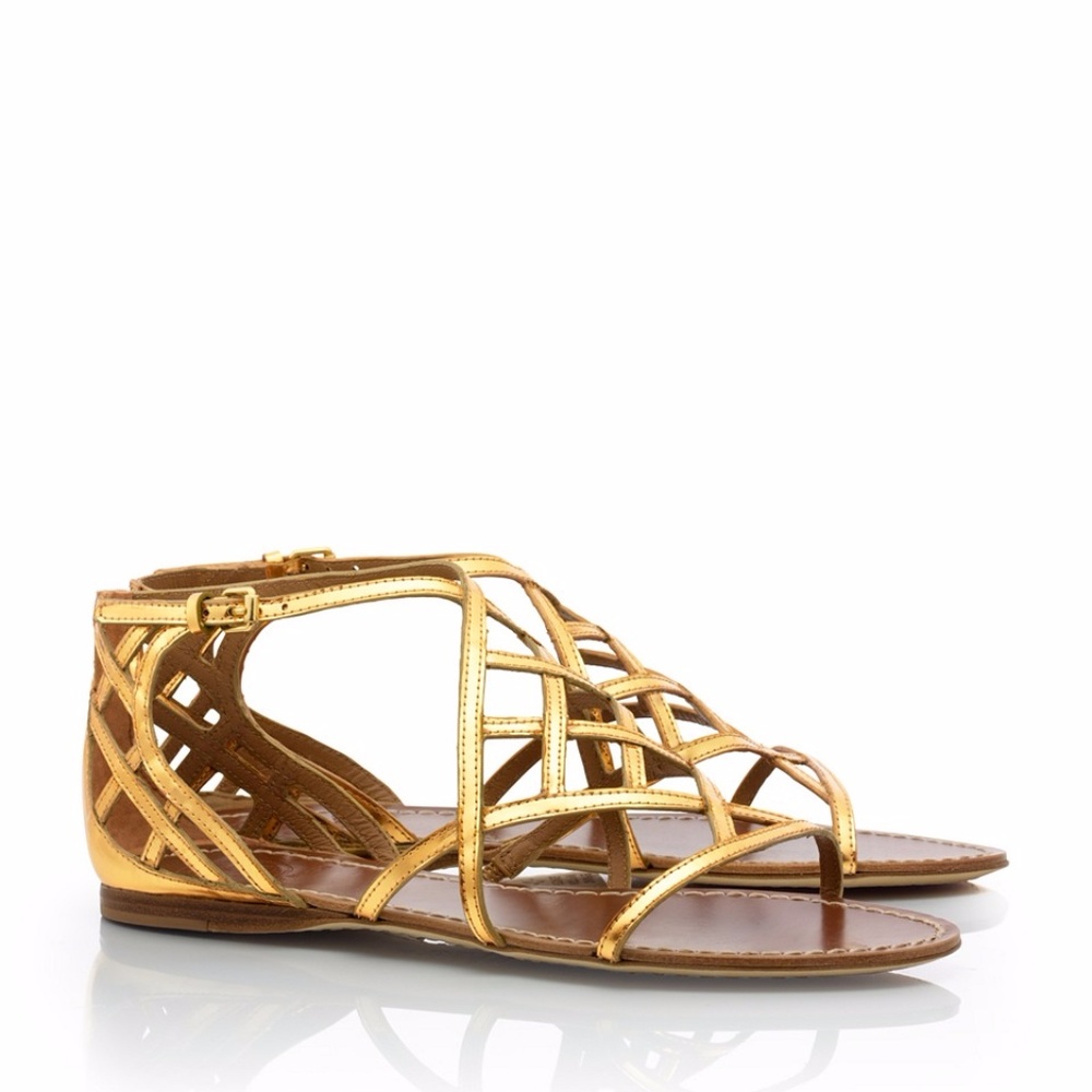 Tory Burch Gold Amalie Strappy Sandal Sz 7 New