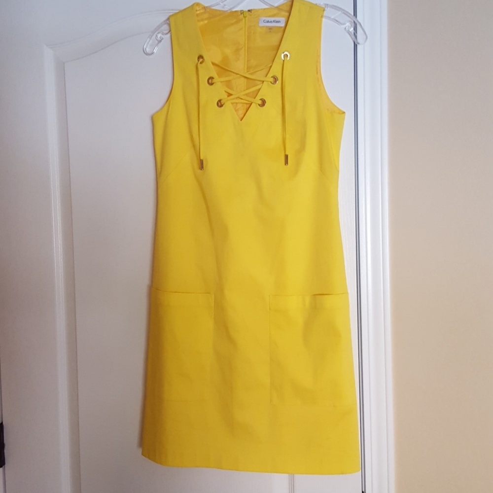 Calvin Klein Yellow Sleeveless Dress