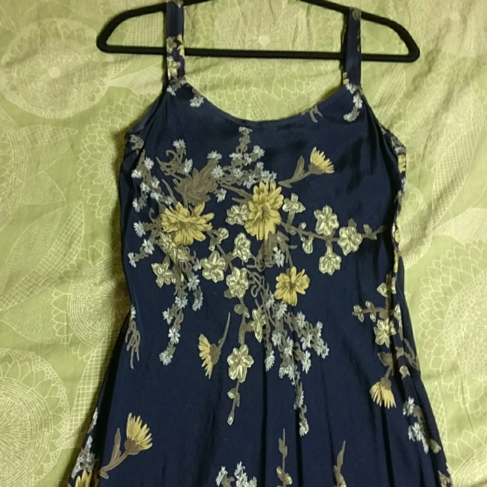 Gorgeous bias-cut navy viscose maxi dress