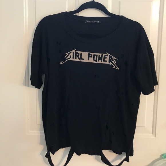 BNWOT GIRL POWER TEESHIRT distressed super trendy - Picture 1 of 3