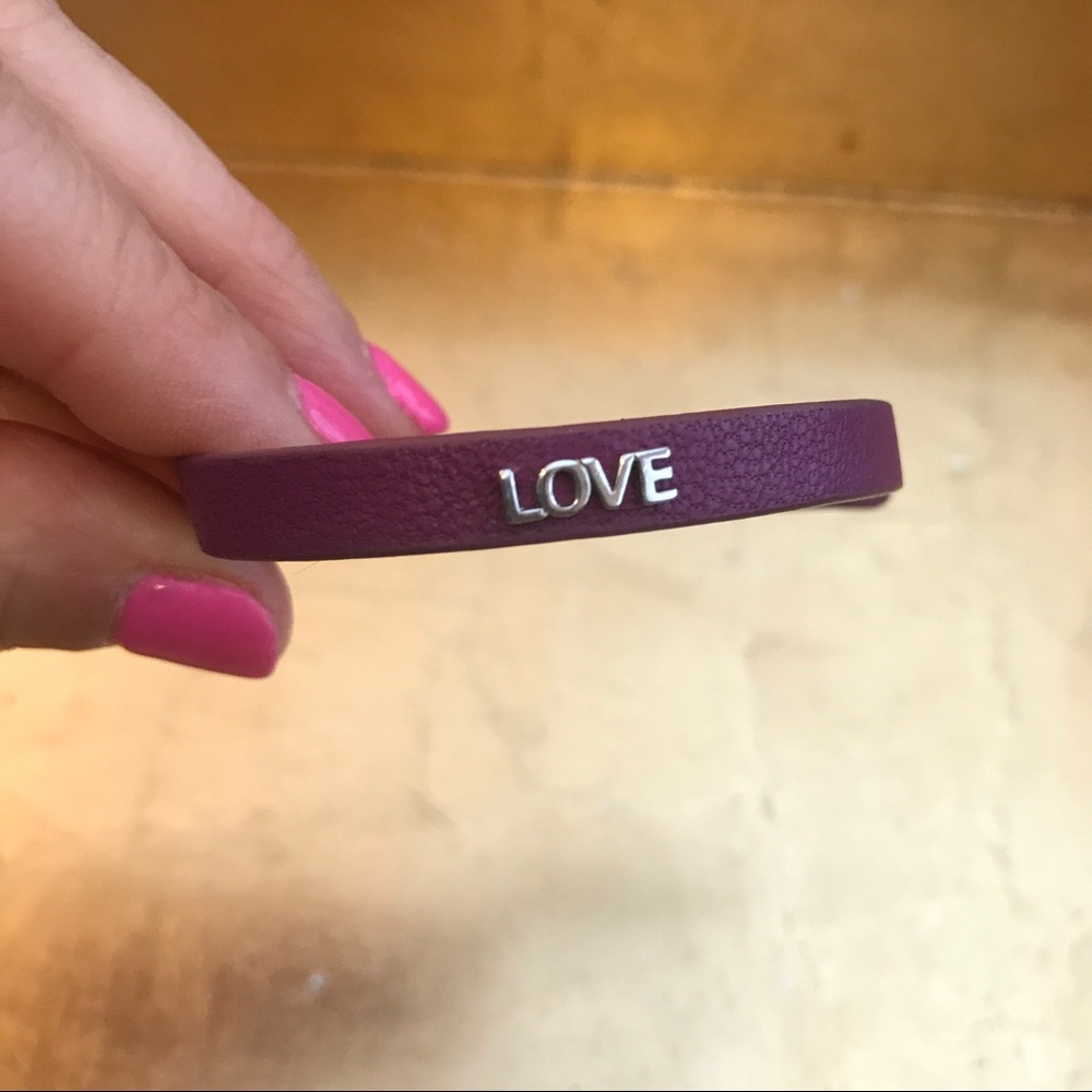 Purple Leather "Love" Bracelet - Picture 4 of 7