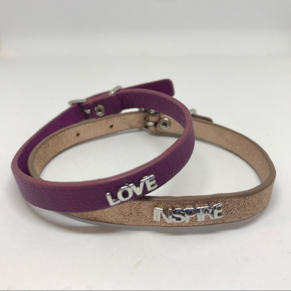 Purple Leather "Love" Bracelet - Picture 3 of 7