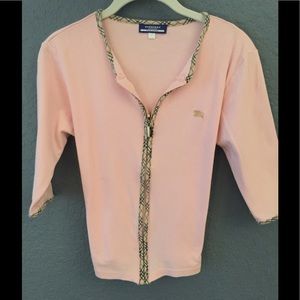 Burberry pink zip short sleeve top