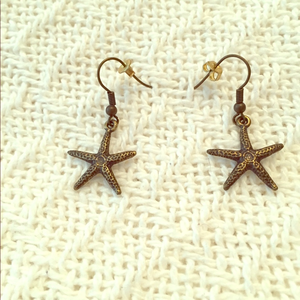 New, never worn bronze starfish drop earrings