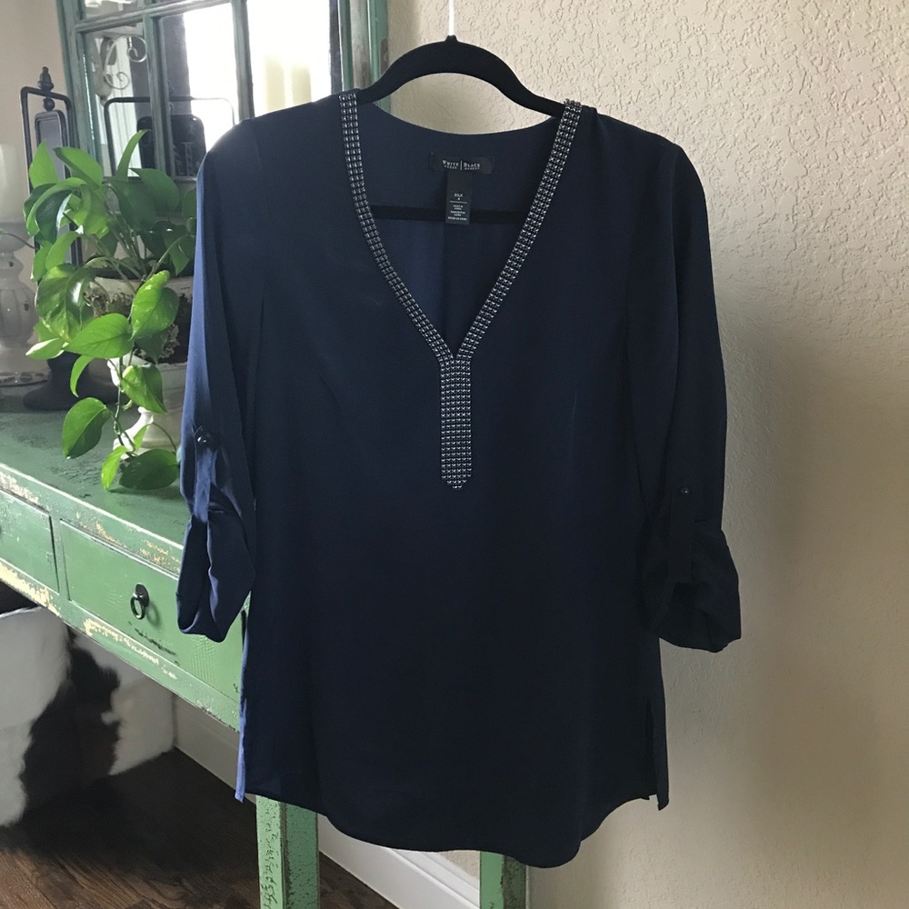 WHBM Silk Navy Tunic