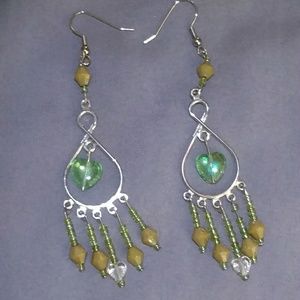 Green and heart earrings *3 for $10*