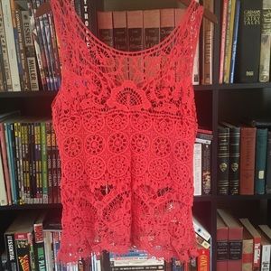 Coral Lace Coachella Top
