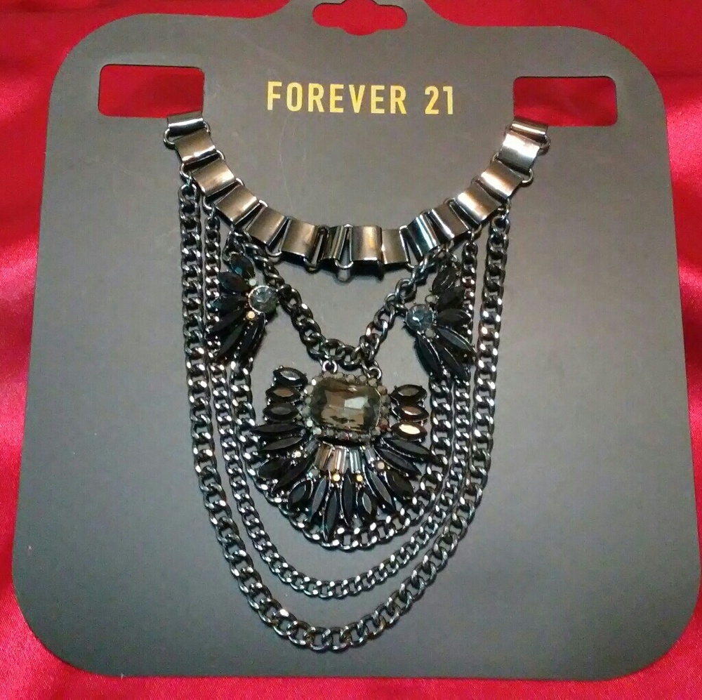 Gray Crystal Multilayer Chain Necklace