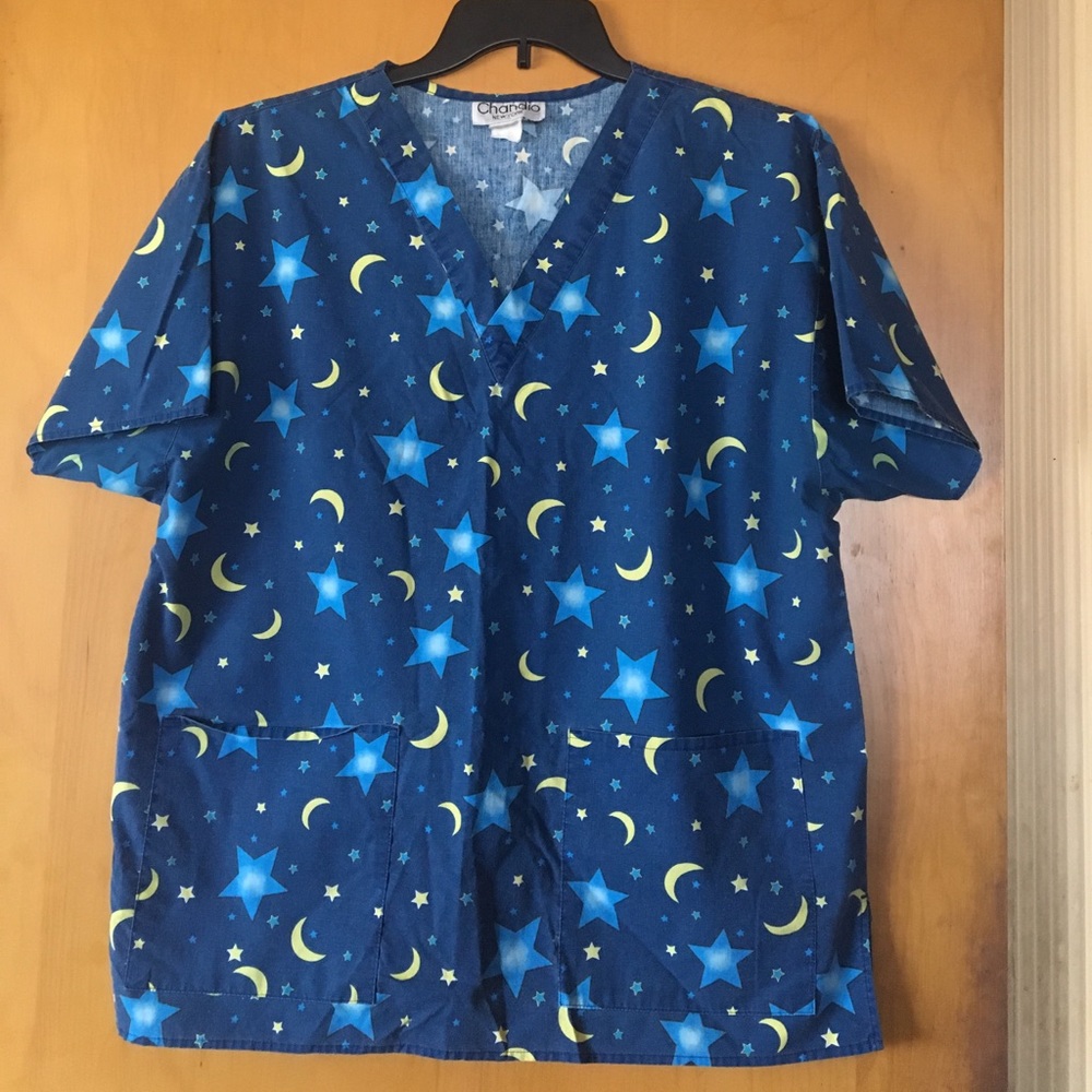 Blue Celestial Scrub Top