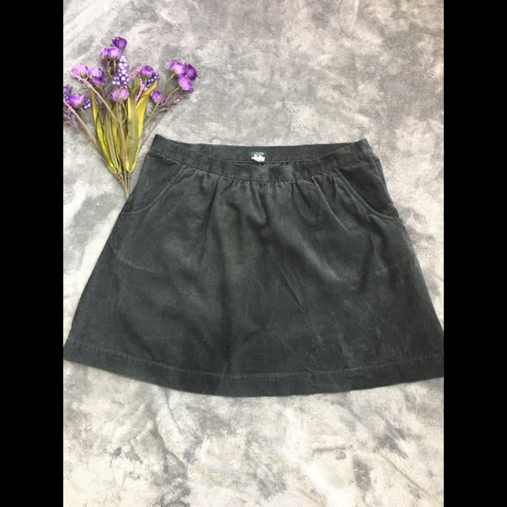 NWOT J.Crew Dark Grey Corduroy A-Line Mini Skirt