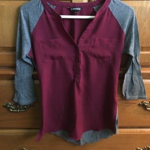 Express Henley baseball style tee XS