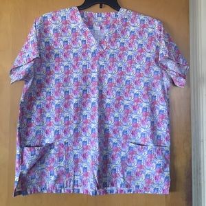 Pastel Scroll Scrub Top