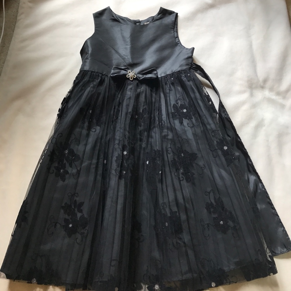 Kids Black Dress with Flowers