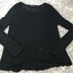 Scoop neck black knit sweater