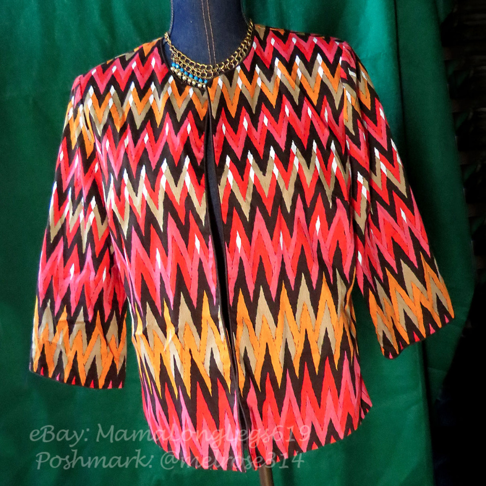 Chevron Print Theresa Renz Blazer Jacket Career XL
