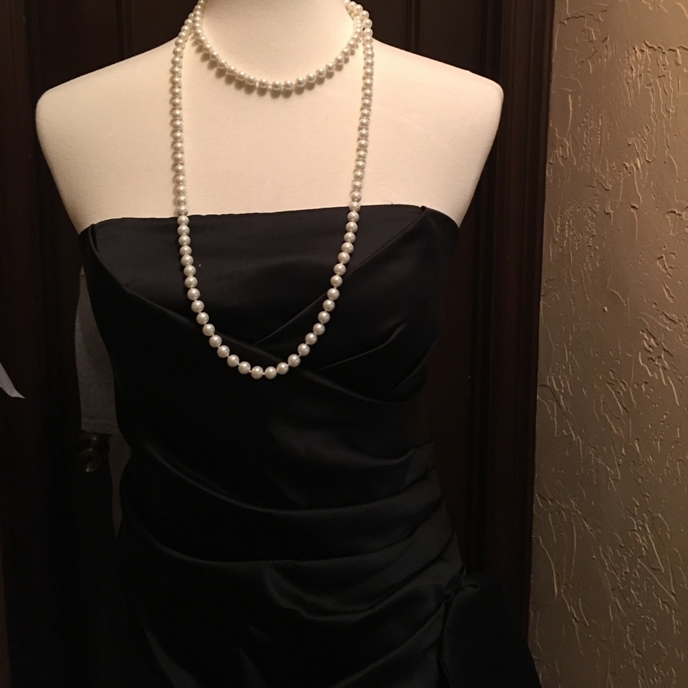 Mori Lee Black satin cocktail dress elegant
