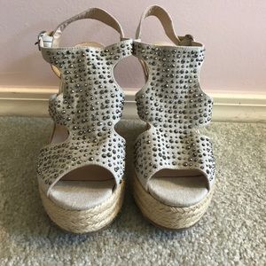 Aldo nude sparkle Wedged Heels