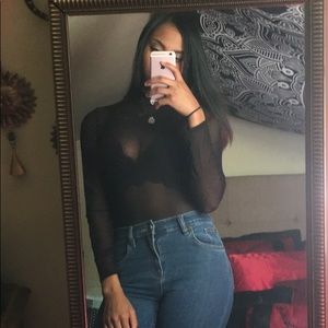 Size small, black mesh bodysuit
