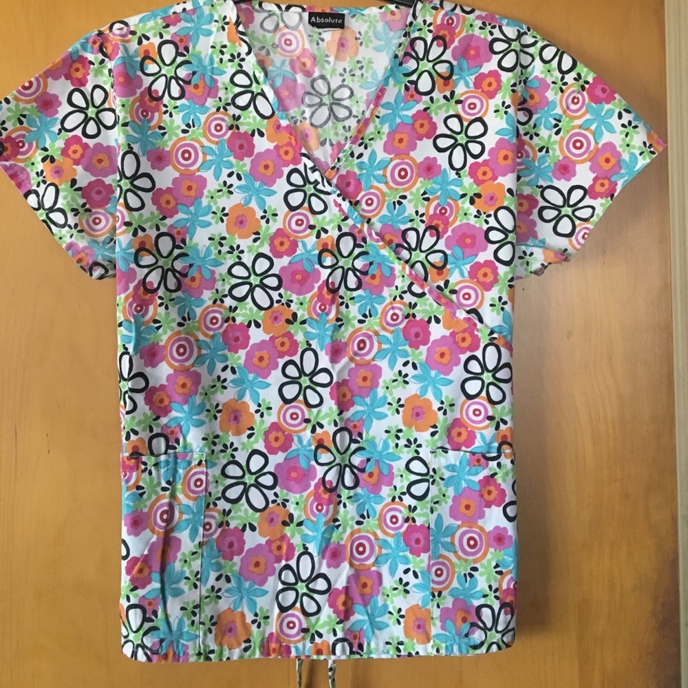 Bright Floral Scrub Top