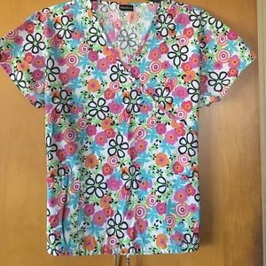 Bright Floral Scrub Top
