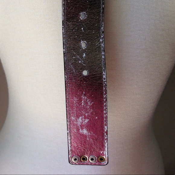 Michael Kors Brown Leather Belt-Gold/Silver Studs - Picture 5 of 6