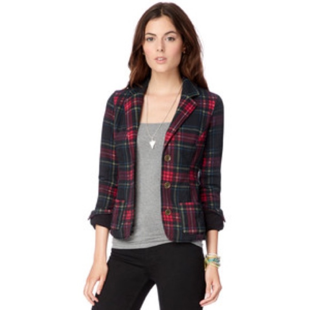 Aeropostale Plaid Blazer