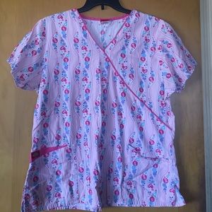 Pink Breast Cancer Awareness Scrub Top
