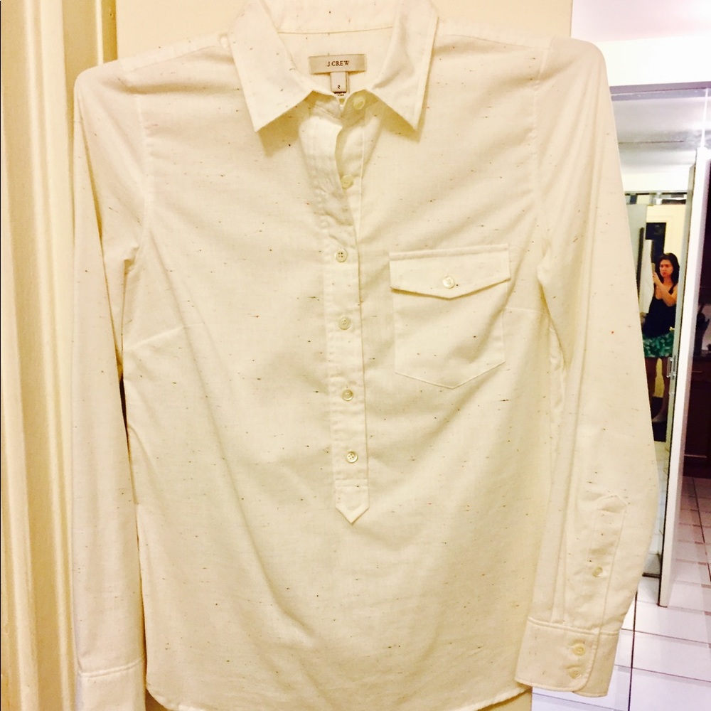 J.Crew NWOT speckled buttoned, fitted pullover