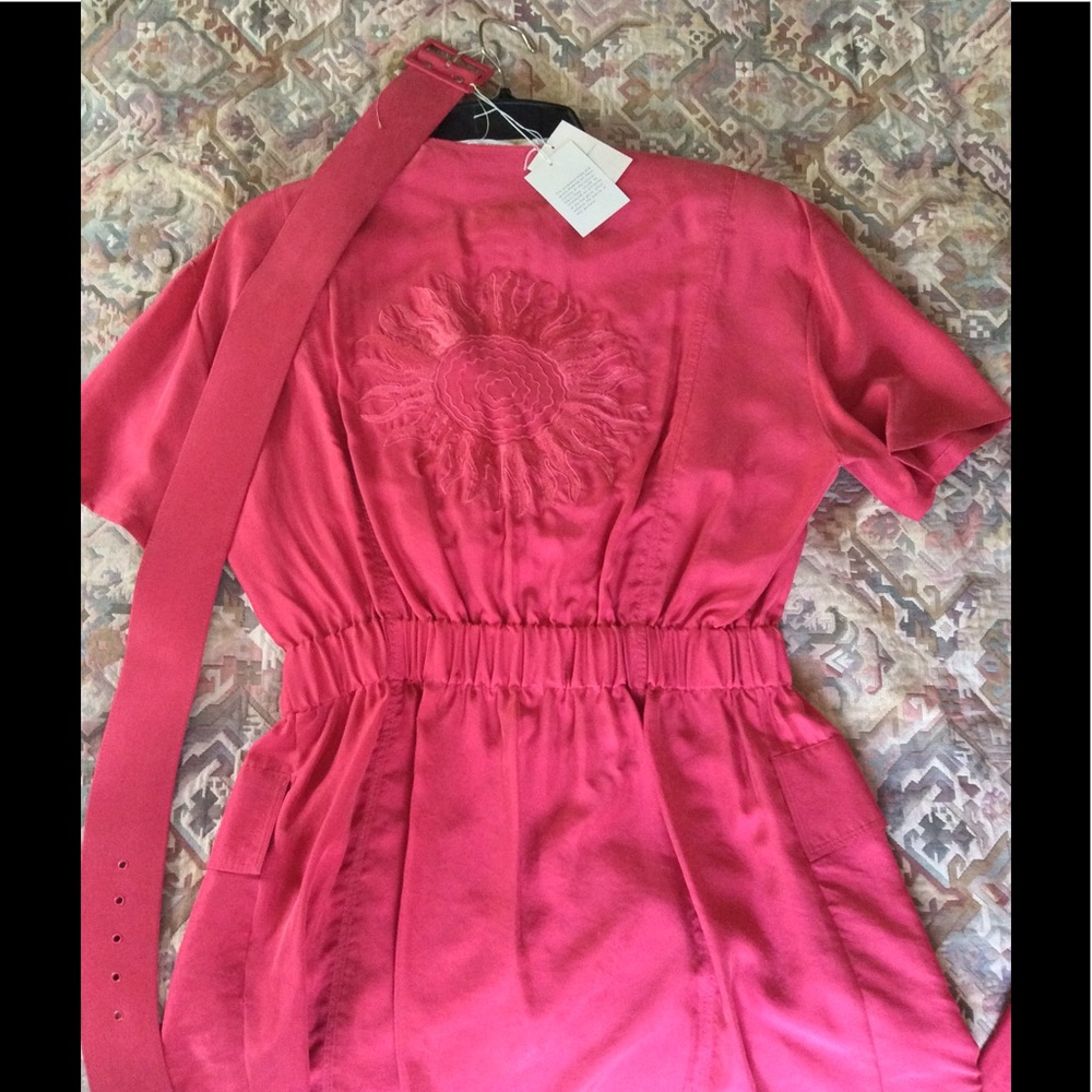 Vintage Silk Skirt Suit With Unique Sun Design