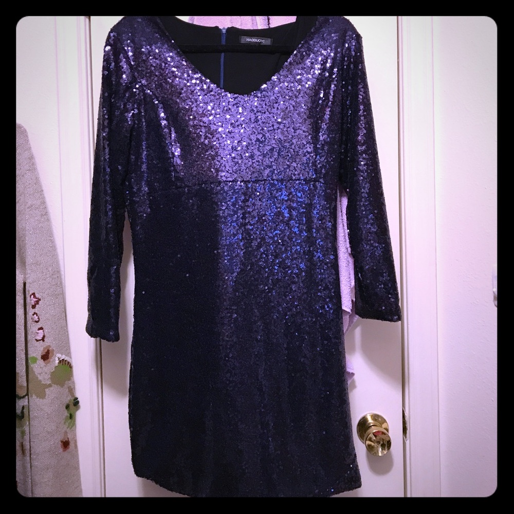 Sequined Navy Party Dress