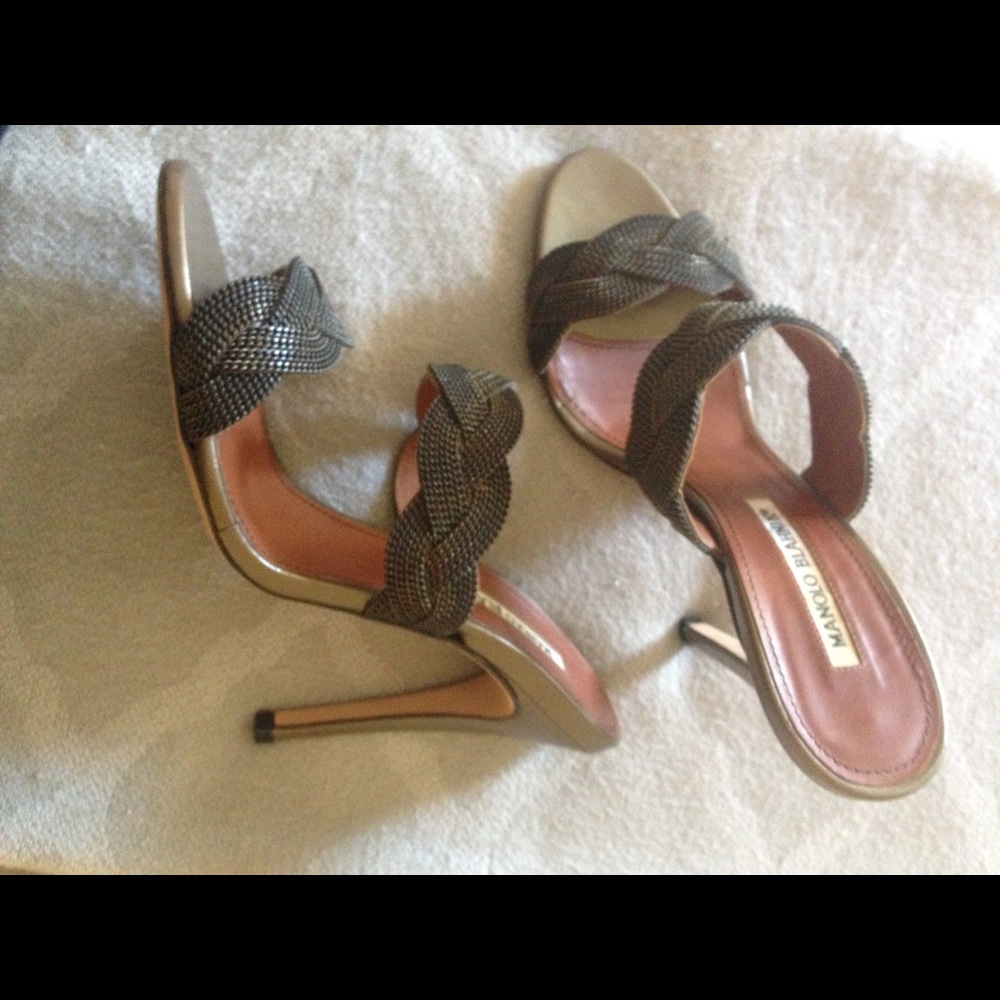Manolo Blahnik metal braided heels - Picture 1 of 5