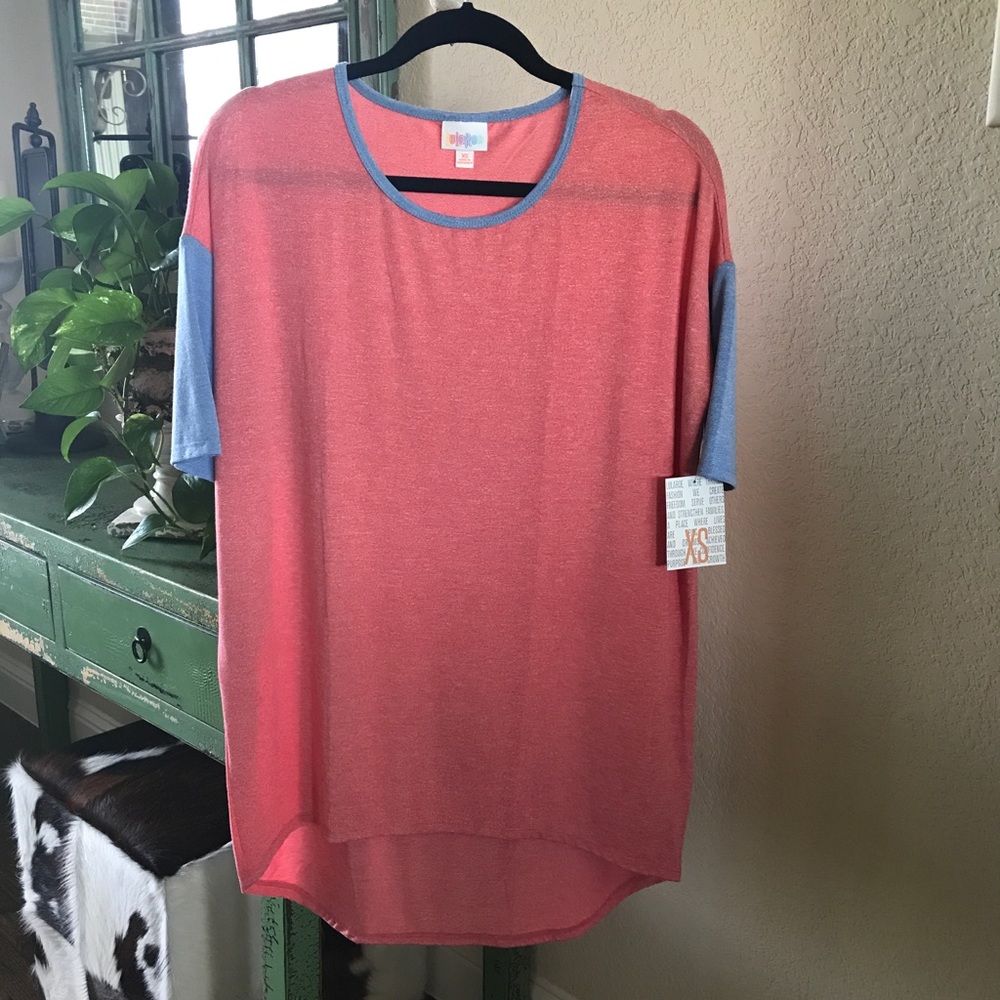 LuLaRoe XS Red and Blue Baseball Style Irma NWT