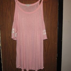 Pink white stripe open shoulder top Xl