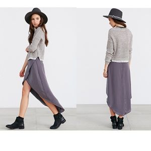 Kimchi Blue Silk Tulip High/Low midi skirt