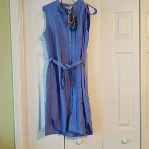 Linen button shirt dress