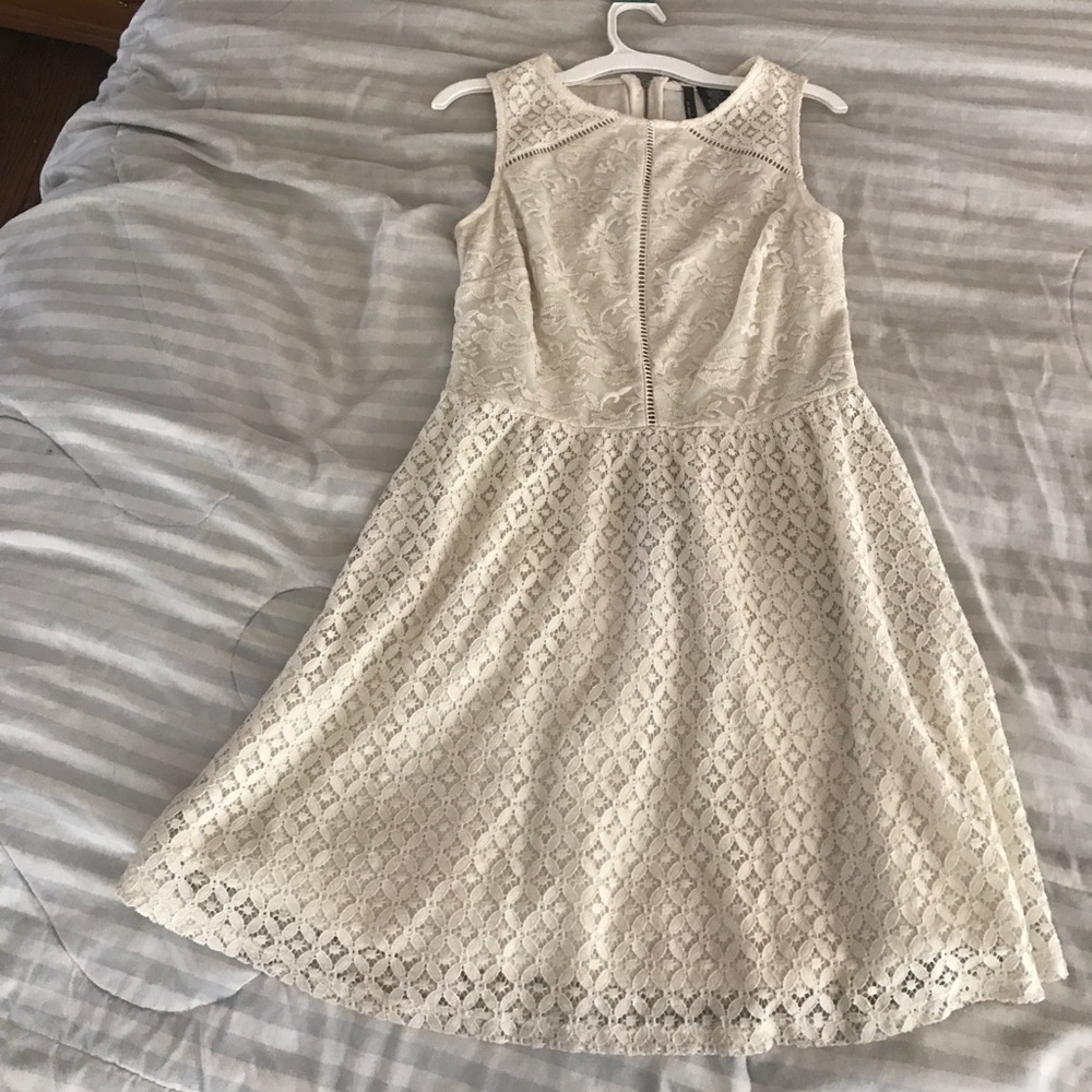 Cream crochet A-line Dress
