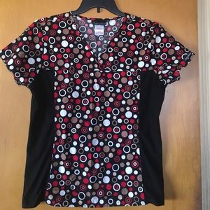 Black and Red Scrub Top