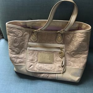 Cream coach tote