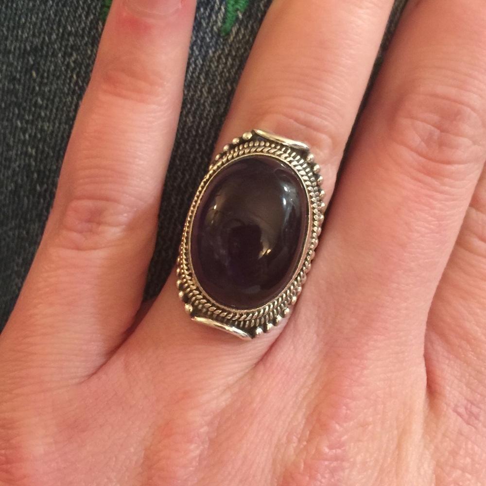 Vintage Sterling Silver Amethyst Quartz Ring