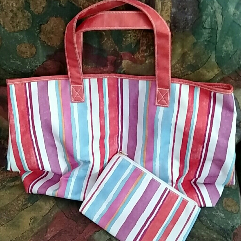 Striped canvas tote