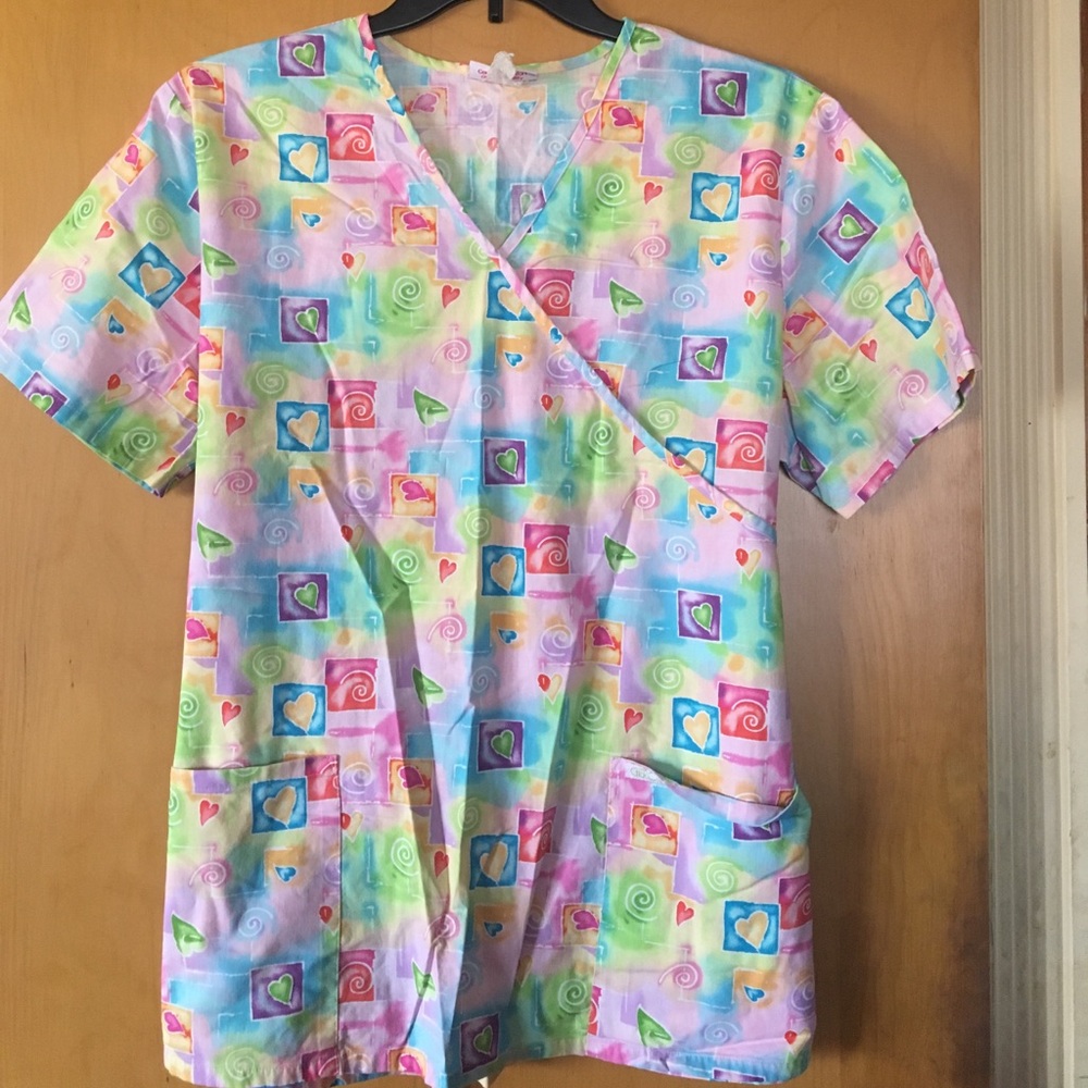 Pastel Hearts Scrub Top