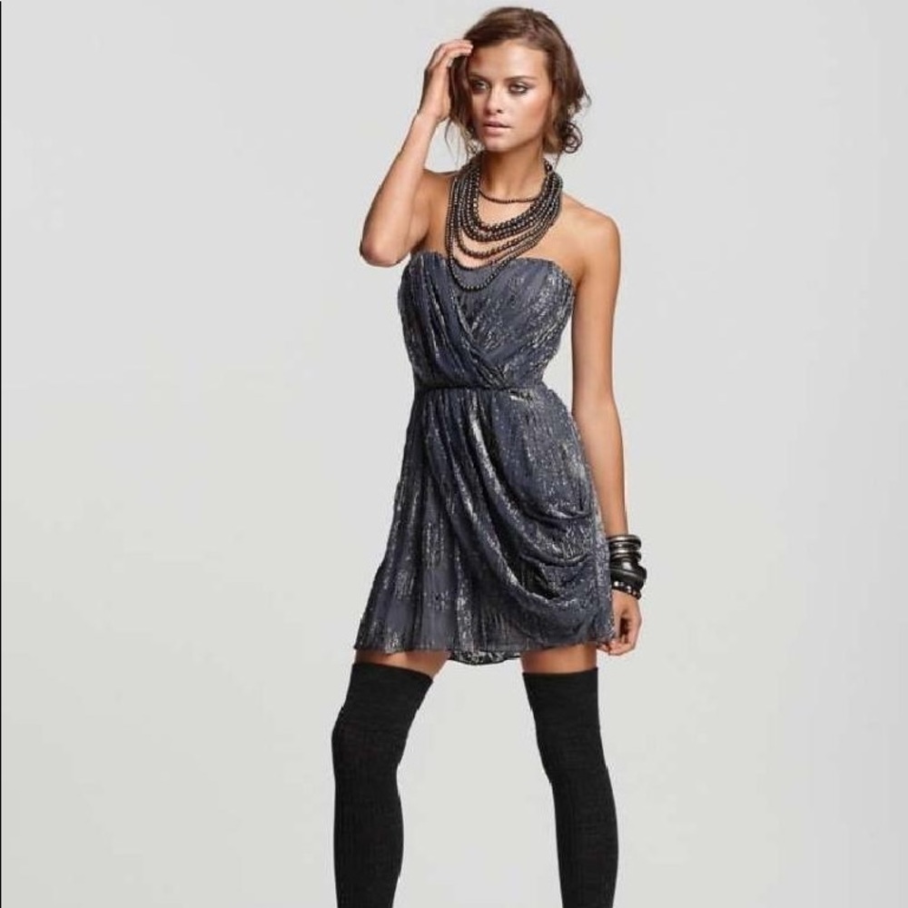 BCBGeneration Navy Dress with Silver Detailing