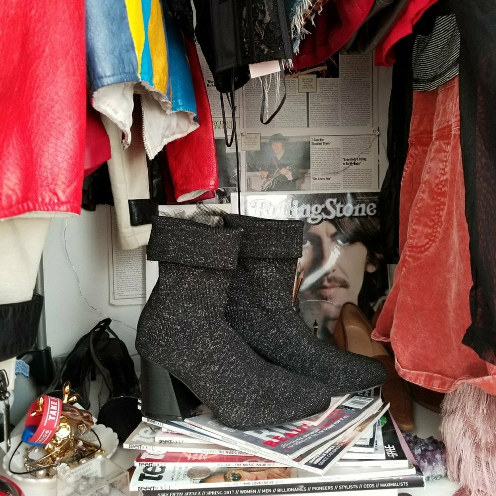 Glittery Black Sock Booties