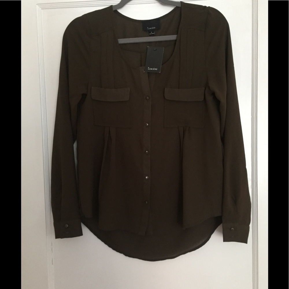 Lumière long sleeved brown top