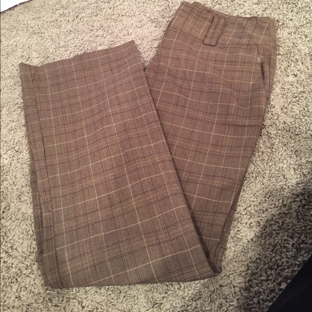 Brown Plaid Dress Pants