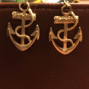 Gold anchor earrings