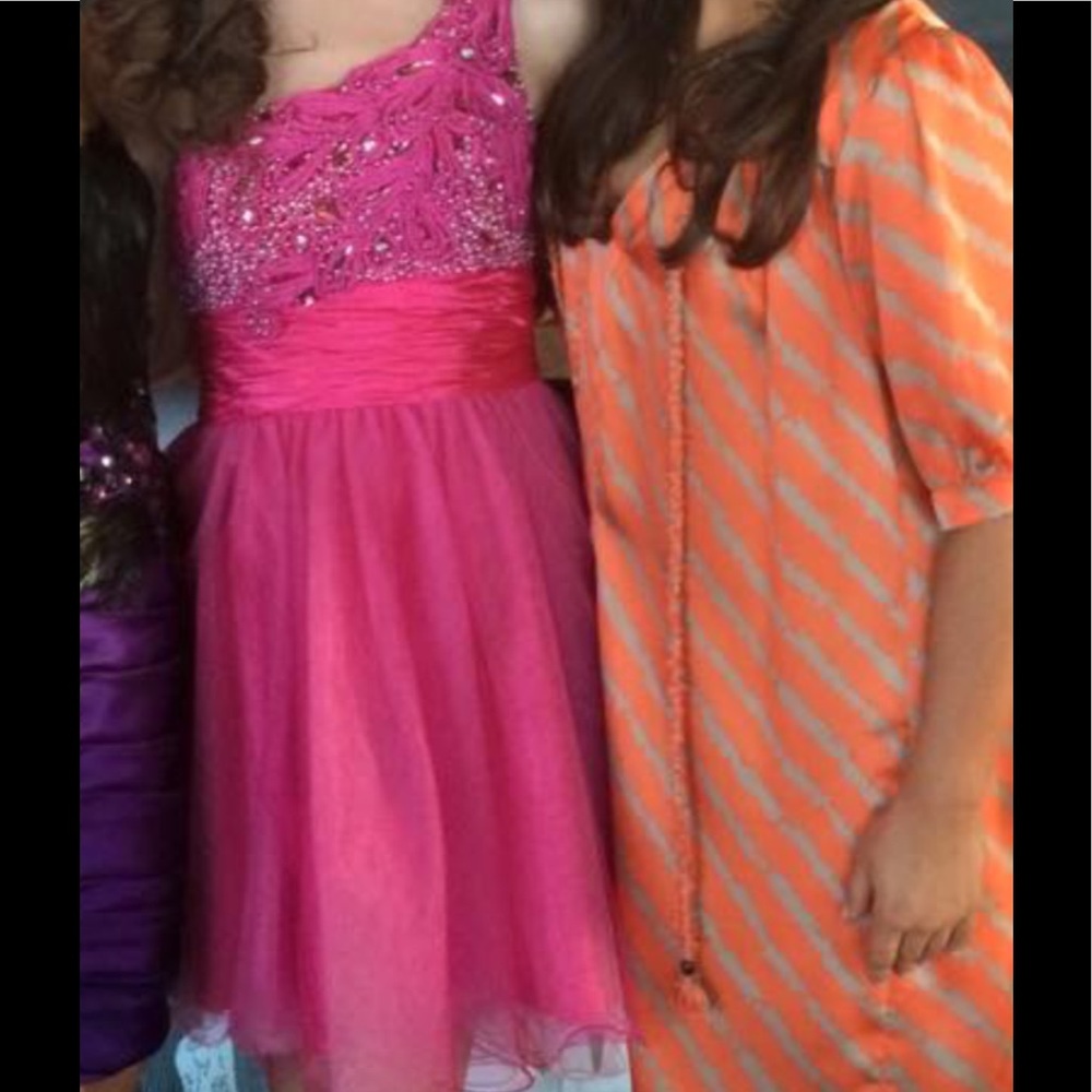 Blush Prom Style # 9279 Pink One Shoulder Cocktail Dress size 2 - Picture 5 of 12