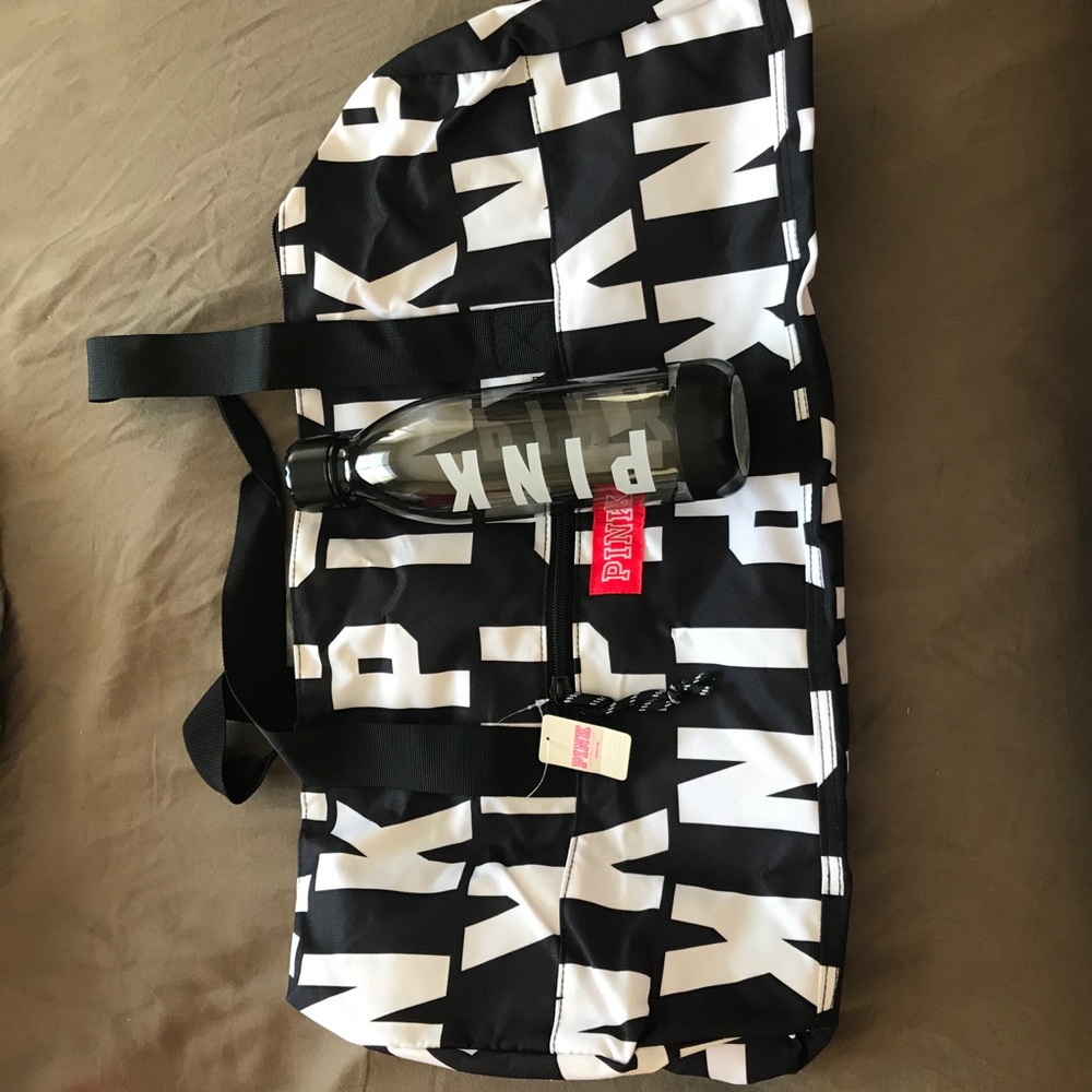 Pink Duffle and Water Bottle