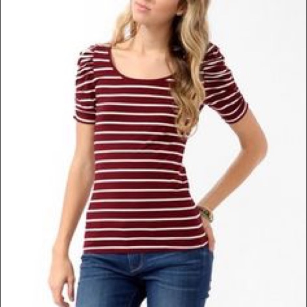 Forever 21 burgundy striped top